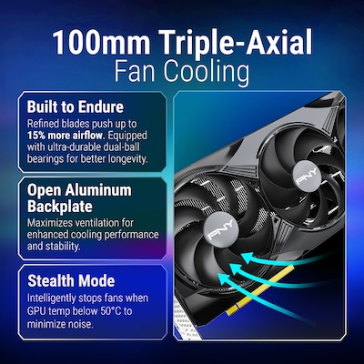 PNY NVIDIA GeForce RTX 5080 OC Triple Fan PCIe 5.0 16GB GDDR7 Gaming Graphics Card, 2295 MHz Core, Black (VCG508016TFXPB1-O)