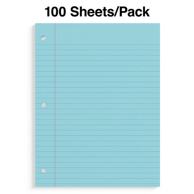 Staples Wide Ruled Filler Paper, 8" x 10.5", Assorted Colors, 100 Sheets/Pack (ST41637C)