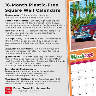 2026 BrownTrout American Woodies 12" x 12" Monthly Wall Calendar (9798330707607)