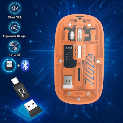 SaharaCase Glacier Wireless Ergonomic Laser Mouse, Orange (KB56)