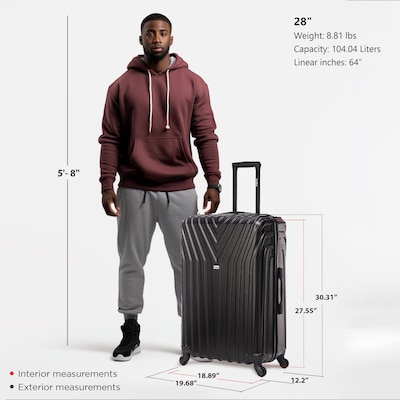 InUSA Vasty 30.31" Hardside Suitcase, 4-Wheeled Spinner, TSA Checkpoint Friendly, Black (IUVAS00L-BLK)