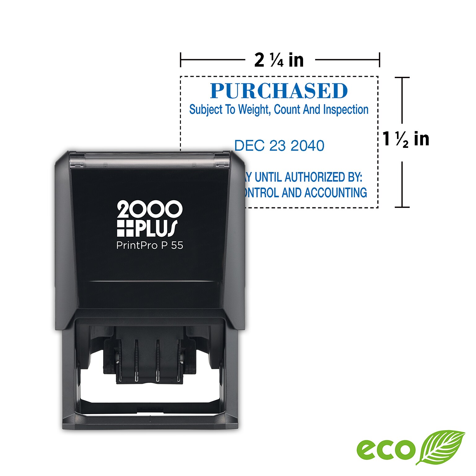 Custom 2000 Plus® PrintPro™ Self-Inking Economy Dater 55D, 2-1/4” x 1-1/2”
