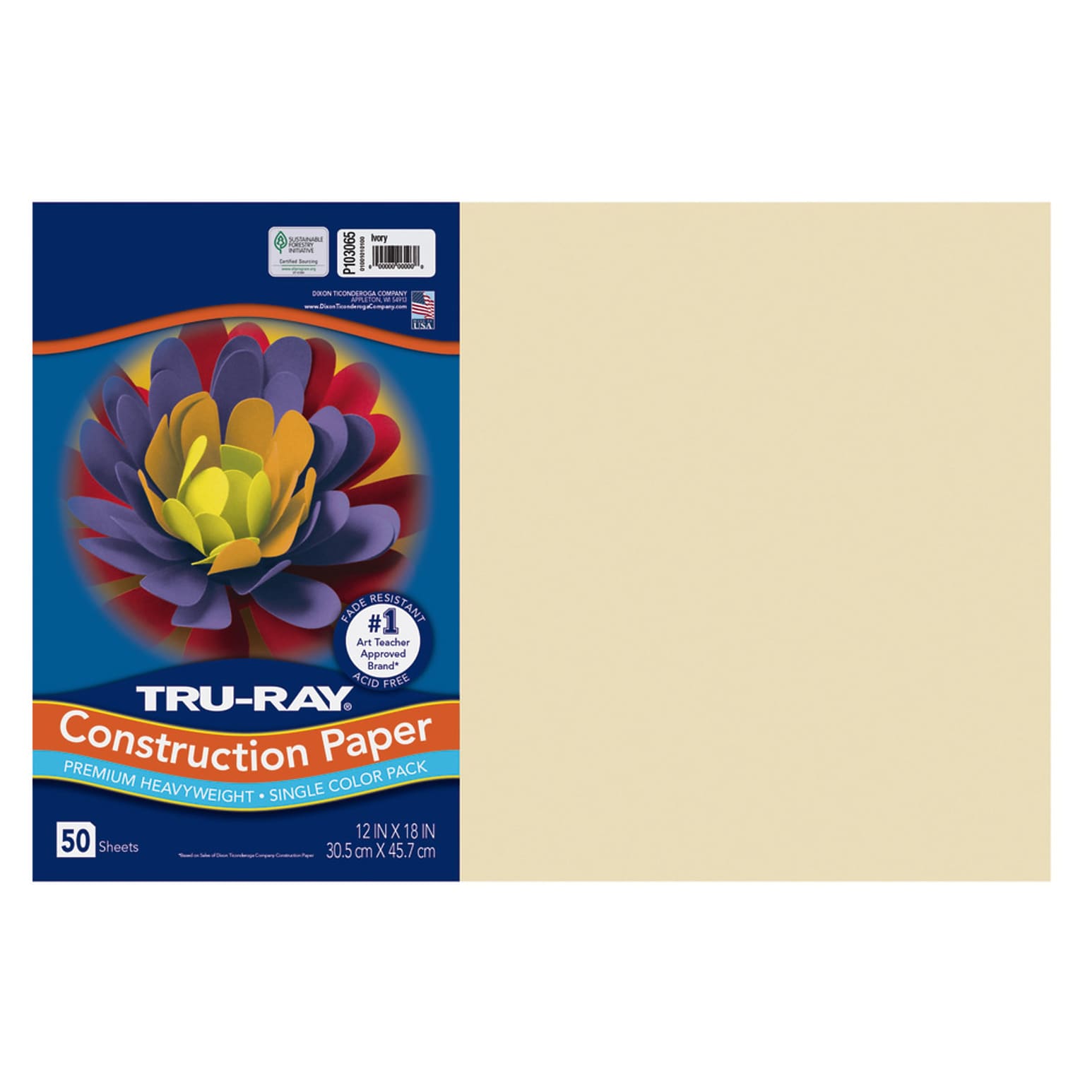 Tru-Ray 12 x 18 Construction Paper, Ivory, 50 Sheets/Pack (PAC103065)