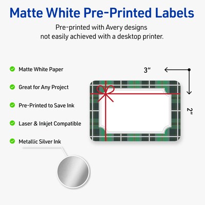 Avery Rectangle Multipurpose Labels, 2 x 3, White, 80/Pack (19479370407)