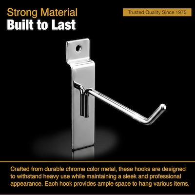 Azar 4" Metal Wire Slat Wall Hook, 50/Pack (700864-50PK)