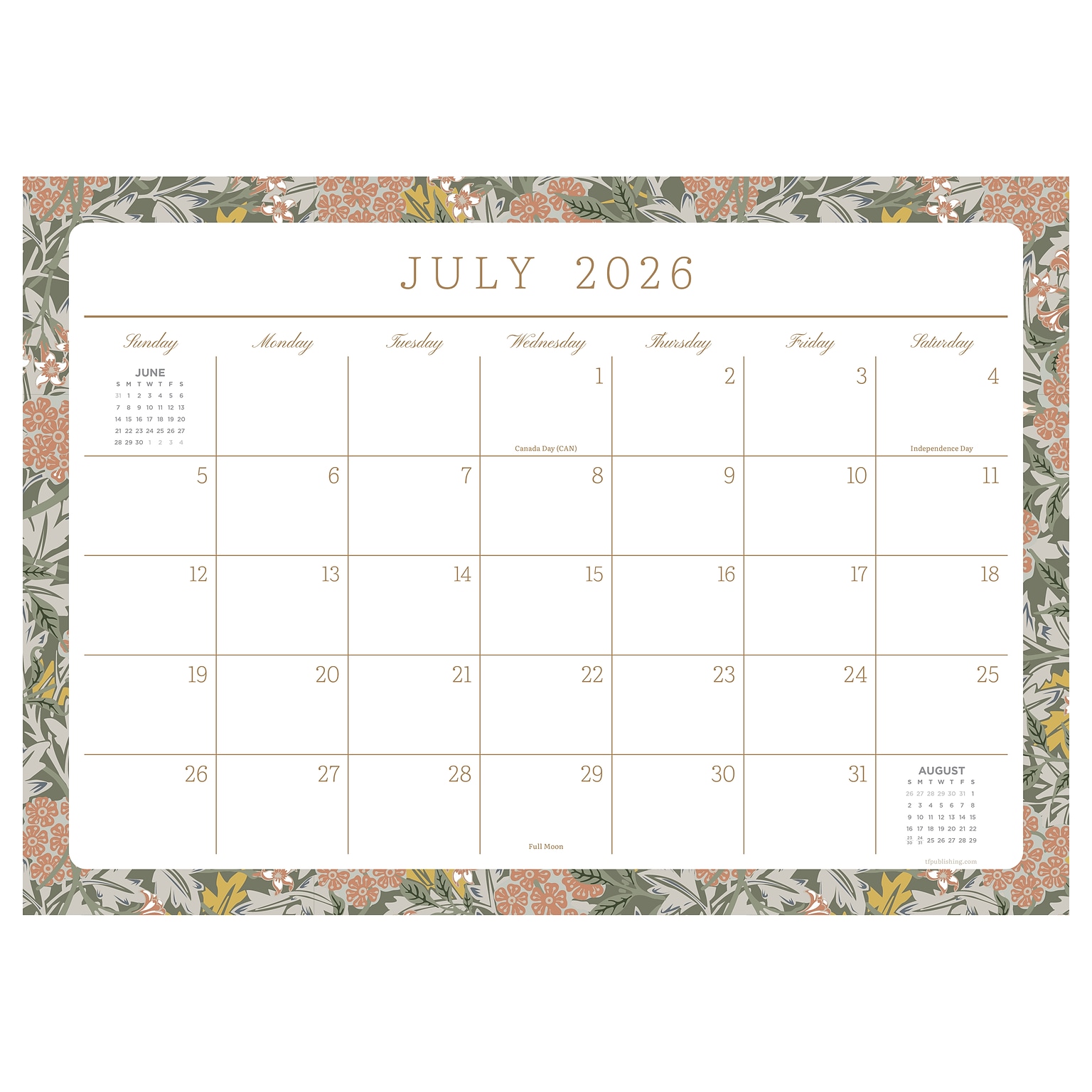 2026-2027 TF Publishing Artisan Legacy 17 x 12 Academic Monthly Desk Pad Calendar (AY27-8500)