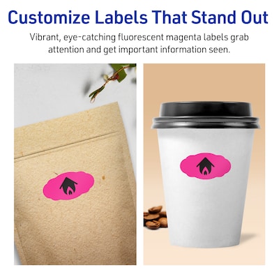 Avery Oval Scalloped Laser/Inkjet Multipurpose Labels, 1-1/8" x 2-1/4", Neon Magenta (1680/Box)