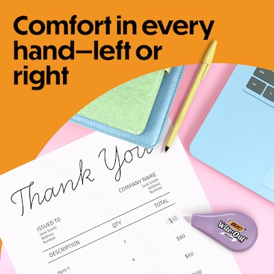 BIC Wite-Out Brand Mini Pastel Correction Tape, 6/Pack (WOTMAP6-WHI)