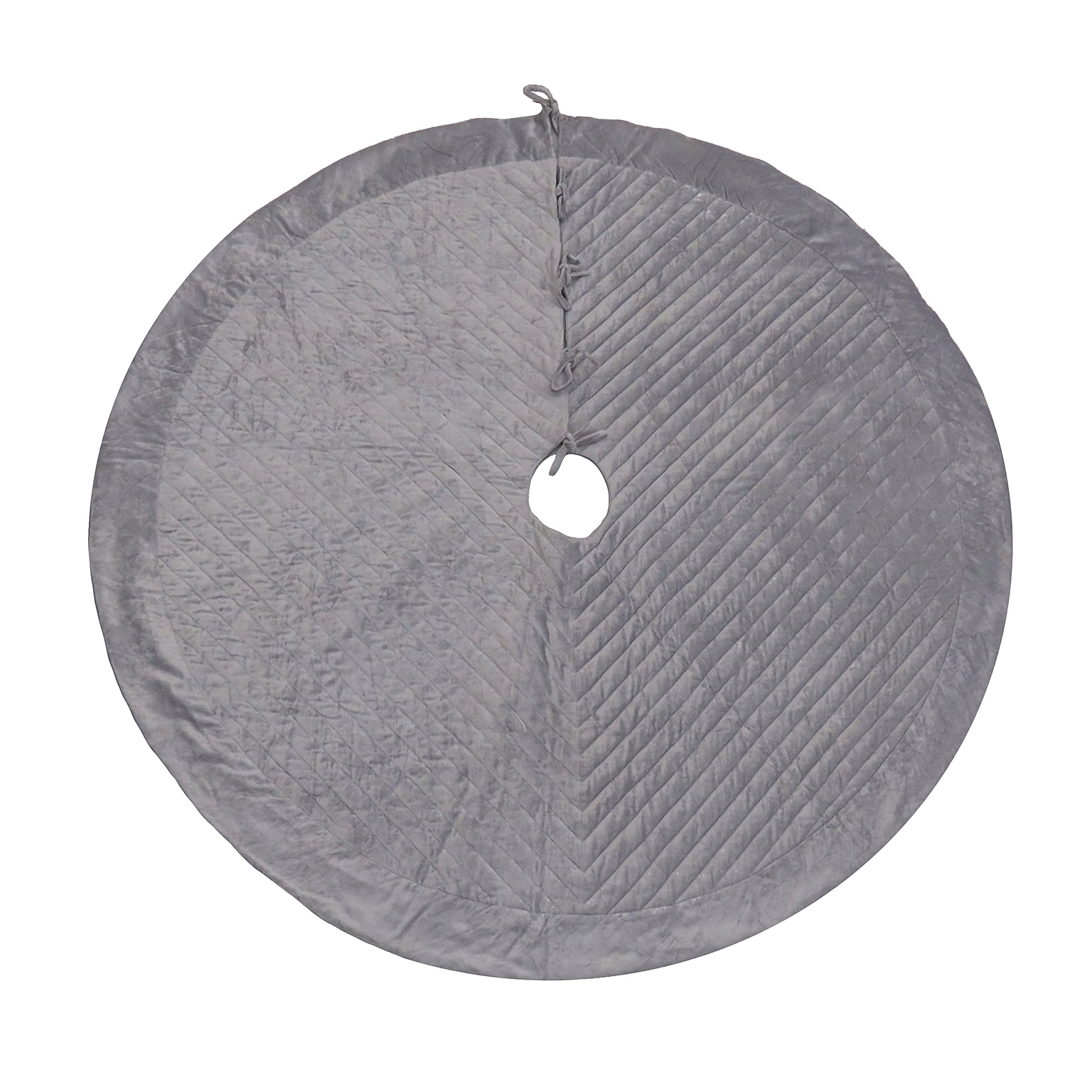 National Tree Company 60” HGTV Home Collection Quilted Velvet Tree Skirt, Silver (DD94-TDD1242SL)
