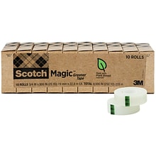 Scotch Magic Greener Invisible Tape Refill, 3/4 x 25 yds., 10 Rolls/Pack (812-10P)