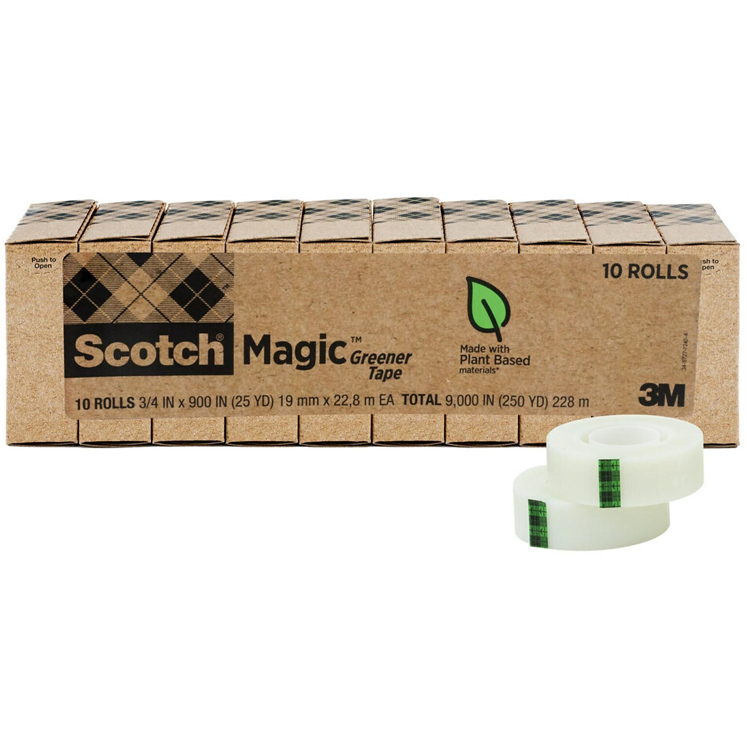 Scotch Greener Magic Tape, Invisible, 3/4 in x 900 in, 10 Tape Rolls, Clear, Refill, Home Office and Back to School Supplies