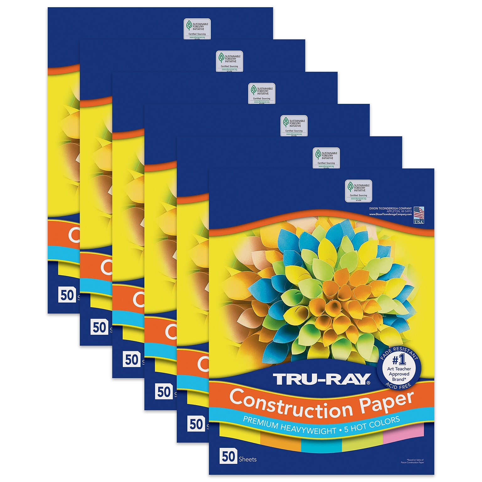 Tru-Ray 9 x 12 Construction Paper, Assorted Colors, 50 Sheets/Pack, 6 Packs/Bundle (PAC6596)