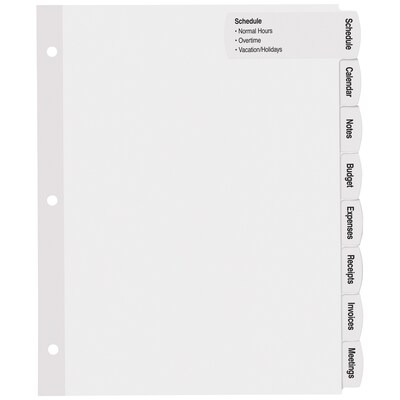 Avery Big Tab Printable Paper Dividers with Large White Labels, 8 Tabs, White, 20 Sets/Pack (14441)