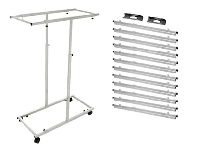 AdirOffice Steel Mobile Blueprint Storage File Storage Cart with (12) 30 Hanging Clamps, Beige (614-6036)
