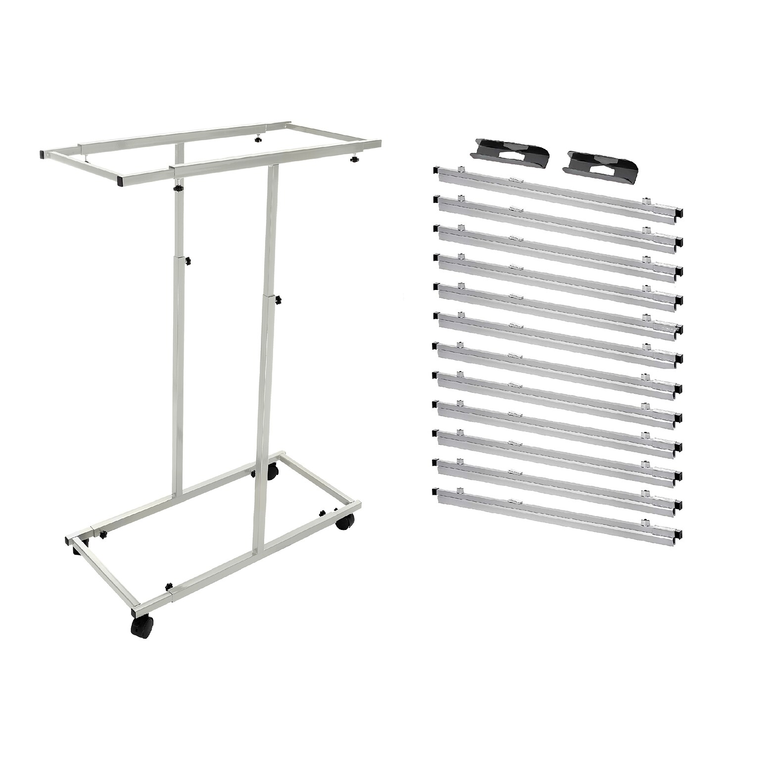AdirOffice Steel Mobile Blueprint Storage File Storage Cart with (12) 30 Hanging Clamps, Beige (614-6036)