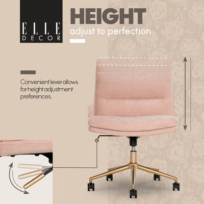 Elle Decor Ariana Armless Ergonomic Fabric Swivel Computer and Desk Chair, Pink (60121-PNK)