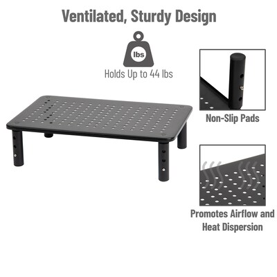 Mind Reader Adjustable Monitor Stand and Ventilated Laptop Riser, Black (4LEGMET-BLK)