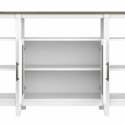 Bush Furniture Key West Console TV Stand, Screens up to 65", Shiplap Gray/Pure White (KWV160G2W-03)