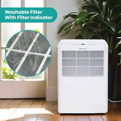 Hisense Energy Star 25-Pint Portable Dehumidifier, Single Speed, Covers up to 1,500 sq. ft., White (ADH25K26)
