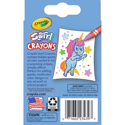 Crayola Swirl Crayons, Assorted Colors, 24/Pack, 6 Packs/Bundle (BIN523439-6)