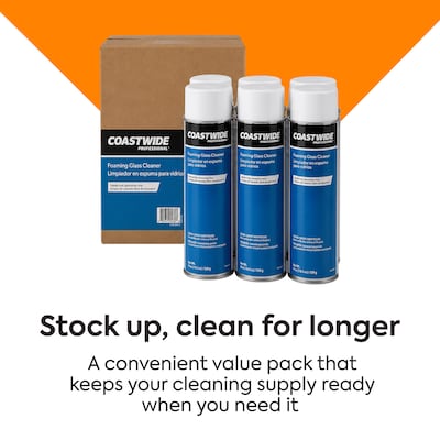 Coastwide Professional Foaming Glass Cleaner, Fresh & Clean Scent, 19 Oz., 6/Carton