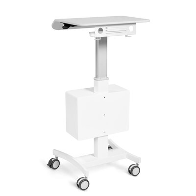 Luxor Vitalize Mobile 4-Wheel Healthcare Laptop Cart with Storage and Glove Dispenser Compartment, White (MCWS001)