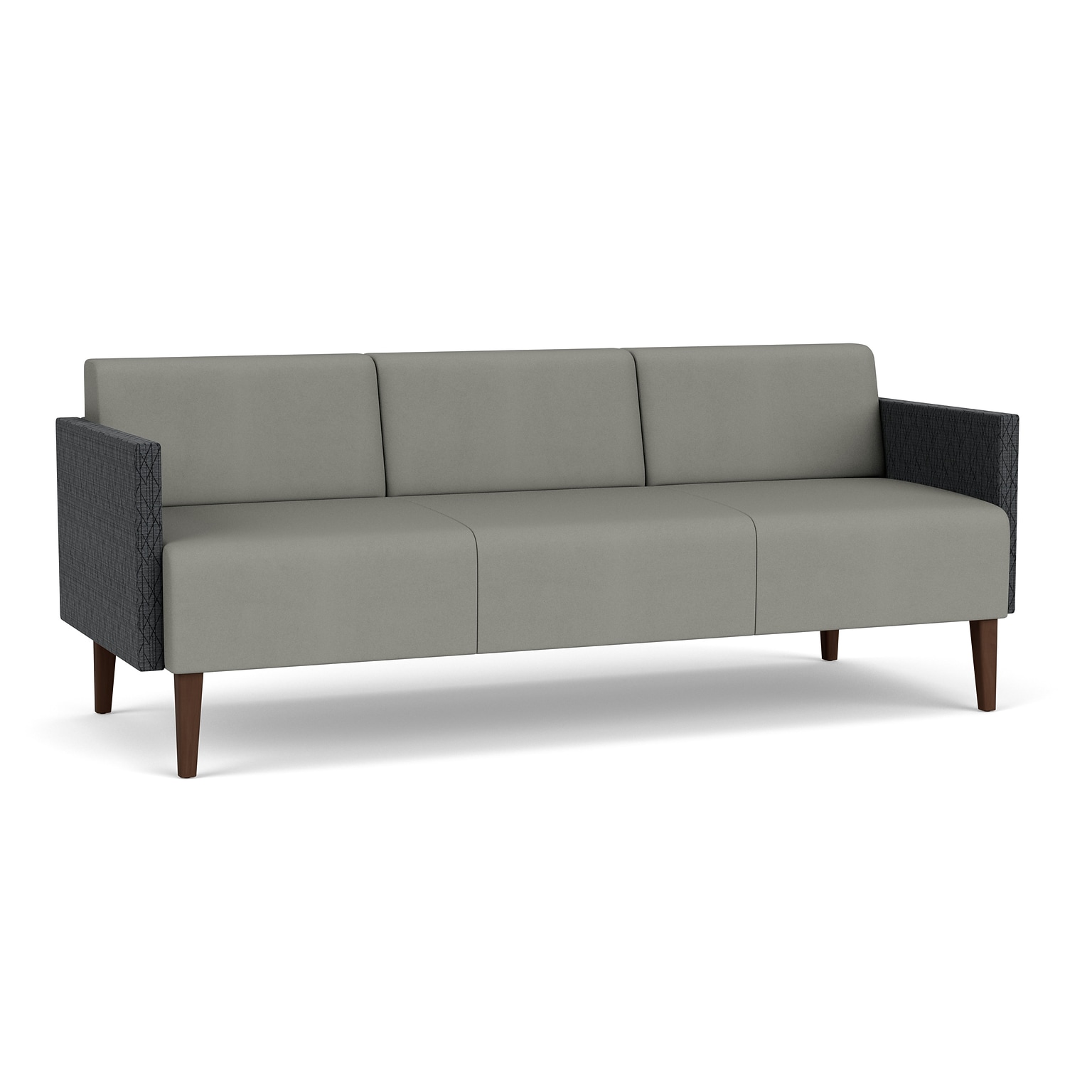 Lesro Luxe 76.5W Vinyl Sofa, Patriot Plus Dove/Adler Nocturnal/Riftwood Walnut (LX1601.FRW-02PPDO.03PPDO.04ADNT.05ADNT)