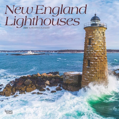 2025 BrownTrout New England Lighthouses 12 x 24 Monthly Square Wall Calendar (9781975475093)