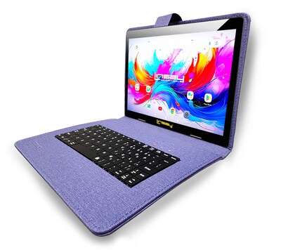 Linsay F10 Series 10.1" Tablet, Wi-Fi, Octa Core, 256GB eMMC, Android 15, with Blue Cloth Keyboard Case, Backpack, & Stylus Pen