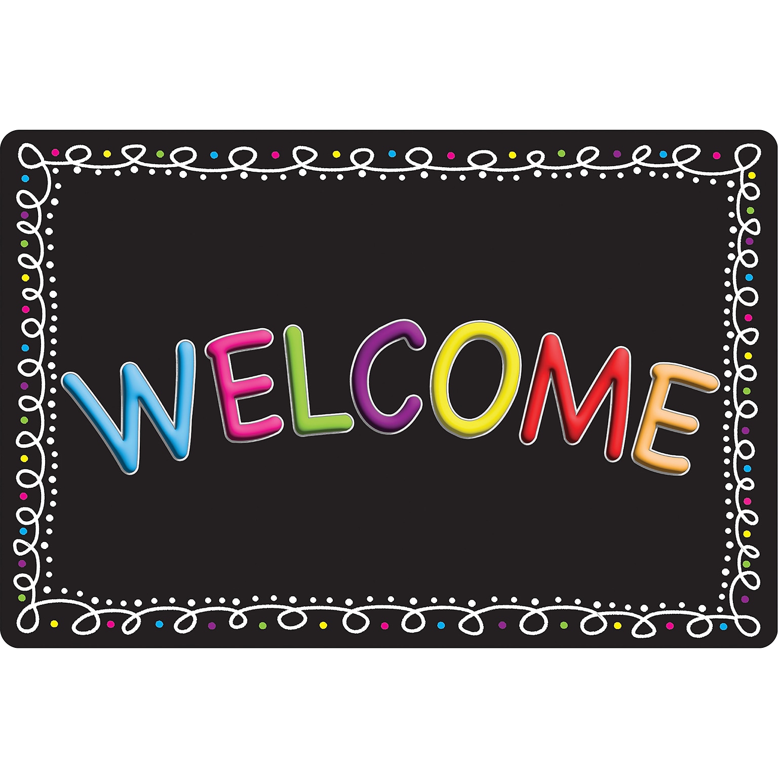 Ashley Productions Smart Poly, The Original Fun Mat, Welcome Mat, 15.5 x 23.5, Chalk Loops, Welcome (ASH91513)