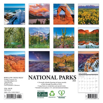 2026 Willow Creek National Parks 7 x 7 Monthly Wall Calendar (53669X)