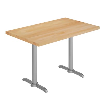 Flash Furniture Bennett Wooden Commercial Indoor Table, 48 x 30, Natural Top/Silver Base (GSF3048NTT0522S)