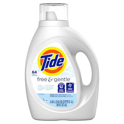 Tide Free & Gentle HE Liquid Laundry Detergent, 64 Loads, 84 oz., CASE PACK 4 (12144CT)