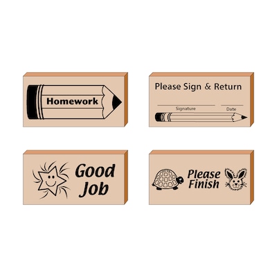 Creative Shapes Etc. Teachers Helper Stamps, 1.25 x 2.5, Multicolored, 4/Set (SE-2071)