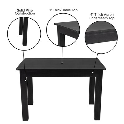 Flash Furniture HERCULES 46" Farm Dining Table, Black Wash (XAF46X30BW)