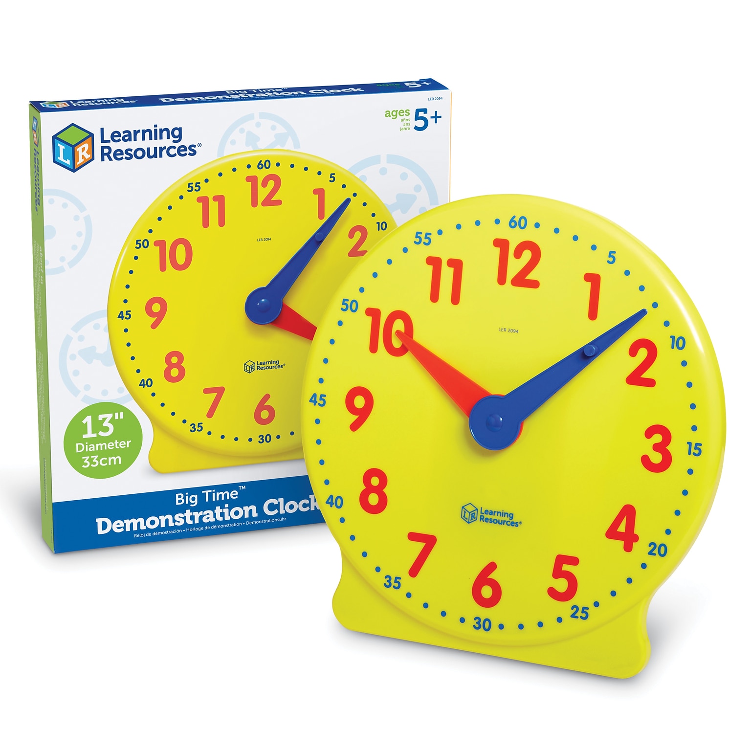 Learning Resources Big Time Learning Clock, 12-Hour Demonstration Clock, Multicolored (LER2094)