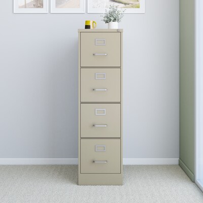 Quill Brand® Commercial 4 File Drawer Vertical File Cabinet, Locking, Putty/Beige, Letter, 26.5"D (13443D)