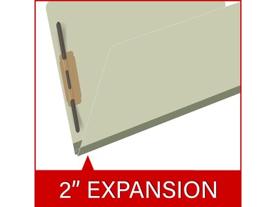 Ecom Folders Recycled Pressboard Classification Folder, 2" Expansion, Legal Size, Green, 25/Box (DV-T52-02-3GRN)