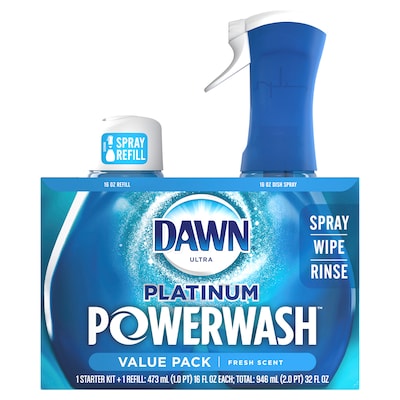 Dawn Ultra Platinum Powerwash Liquid Dish Soap with Refill, Fresh Scent, 16 fl oz. (31836)