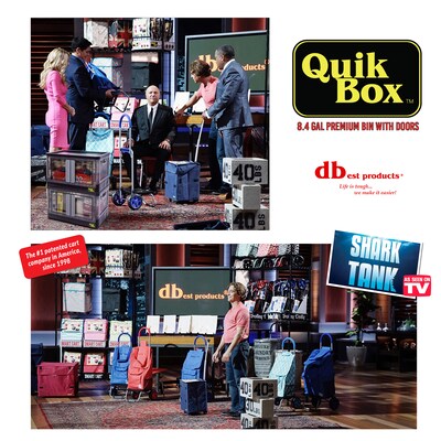 Dbest Quik Box Medium Stackable Folding Plastic Storage Bin, 12" x 11" x 12", 33.6 Qt., Black, 3/Pack (01-932)