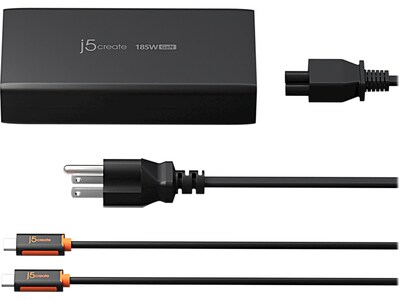 j5create 185W USB-C/USB-A 3-Port GaN PD Charger, Black (JUP37185)