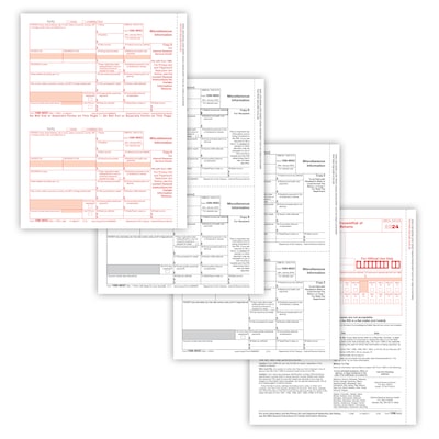 ComplyRight 2024 1099-MISC Tax Form, 4-Part, 2-Up, Copy A, B, C/2, 1096 Transmittal, 25/Pack (610325