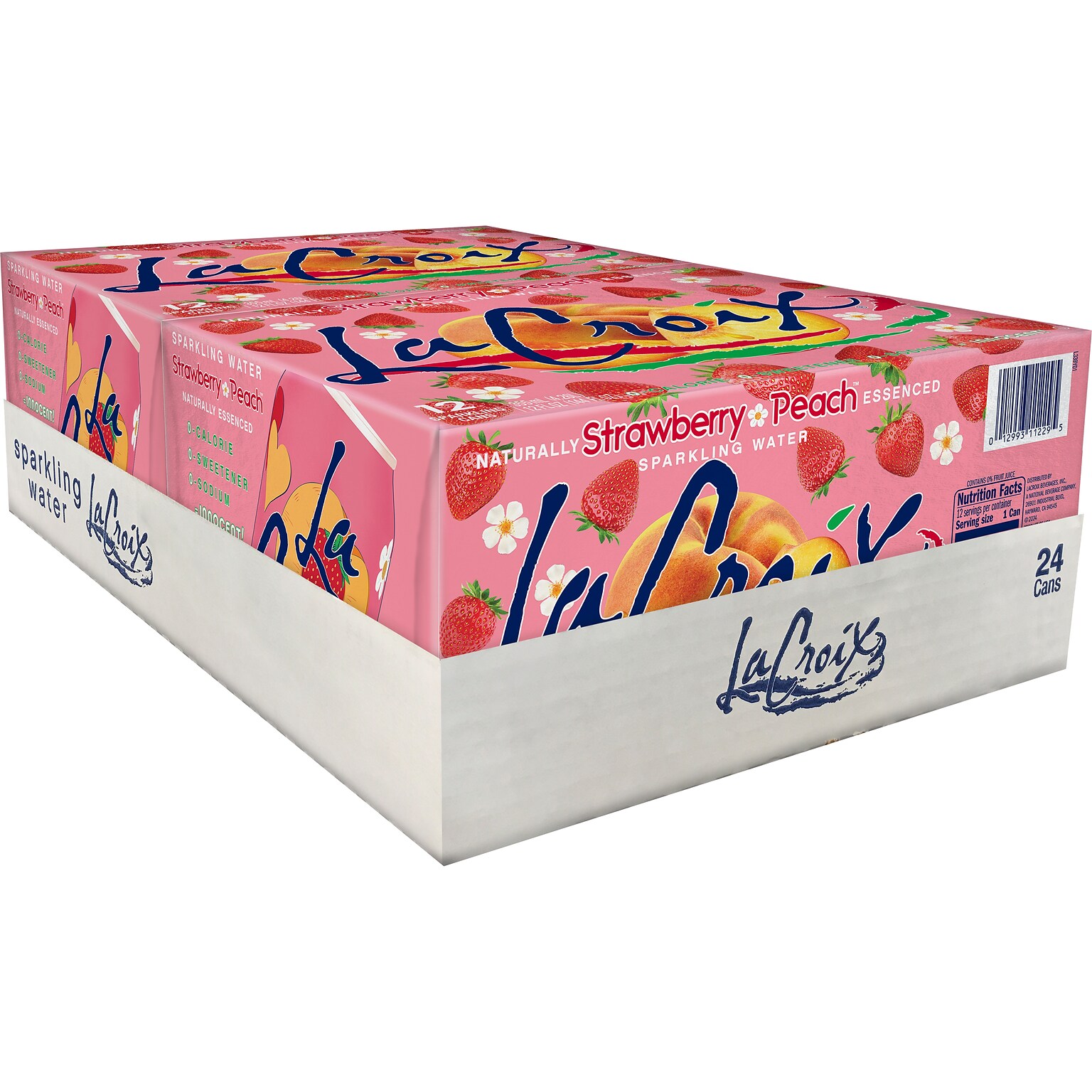 Lacroix Strawberry Peach Flavored Sparkling Seltzer Water, 12 fl. oz., 12 Cans/Pack, 2 Packs/Box (15021880)