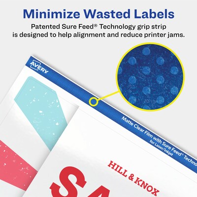 Avery Laser/Inkjet Rectangle Multipurpose Labels, 4-3/4" x 7-3/4", Clear, 100/Box (94255)