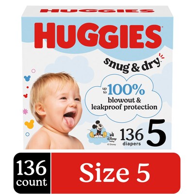 Huggies Snug & Dry Diapers, Size 5, 132 Count (51517)