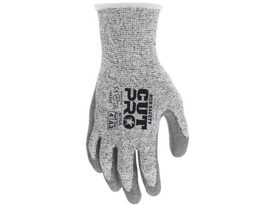 MCR Safety Cut Pro Hypermax Fiber/Polyurethane Work Gloves, Large, A3 Cut Level, Salt-and-Pepper/Gray, Dozen (92752L)