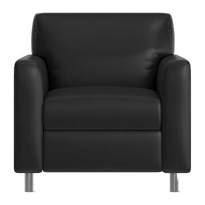 Flash Furniture Agent LeatherSoft Reception Chair, Black/Chrome Legs (BT827U1BKCHR)