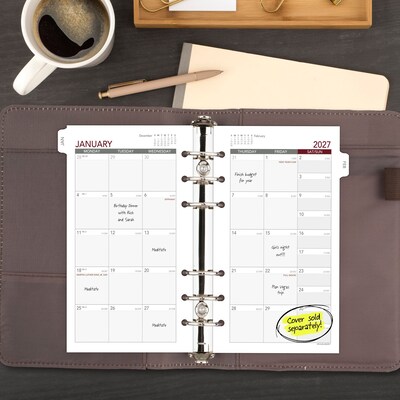 2027 AT-A-GLANCE 6.75" x 3.75" Monthly Planner Refill, White/Gray (063-685Y-27)