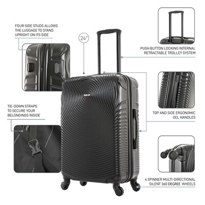 DUKAP Inception 25.98 Hardside Suitcase, 4-Wheeled Spinner, TSA Checkpoint Friendly, Black (DKINC00M-BLK)
