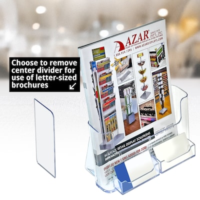 Azar 8.5" x 11" Brochure Holder, Desktop/Countertop, Vertical/Horizontal, Acrylic, Clear, 2/Pack (252387-2PK)